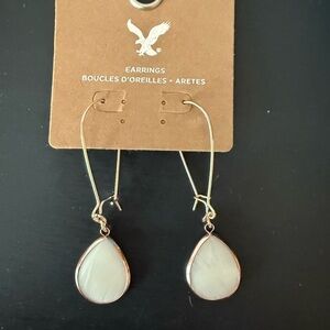 American Eagle Outfitters Gold and Cream Teardrop Earrings